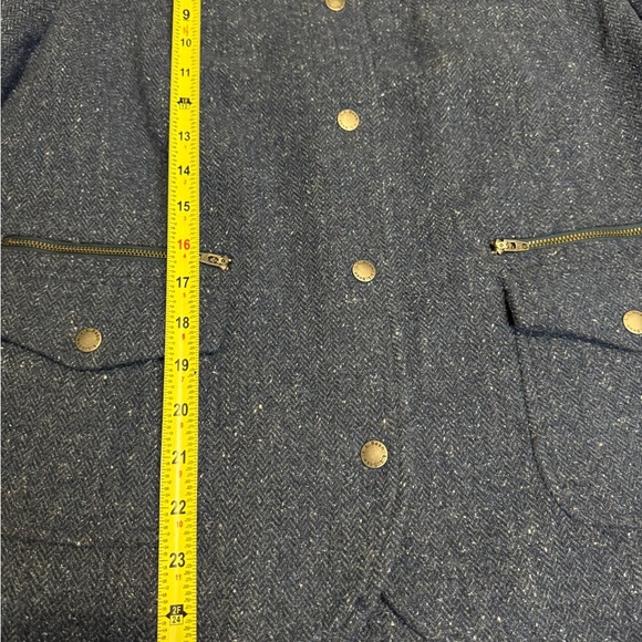 L.L. BEAN Stonington Gray Blue Herringbone Italian Tweed Jacket Elbow Patches L - Picture 5 of 11